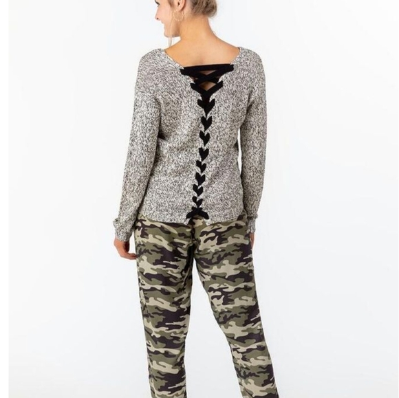 Nwot Francescas Alya Marled Sweater Criss-cross Back - Picture 2 of 7